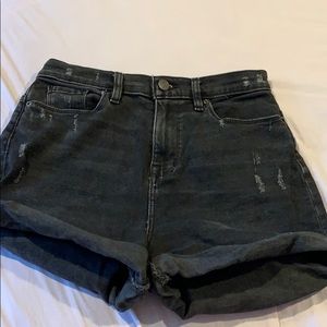 UO BDG versatile black denim roll up shorts